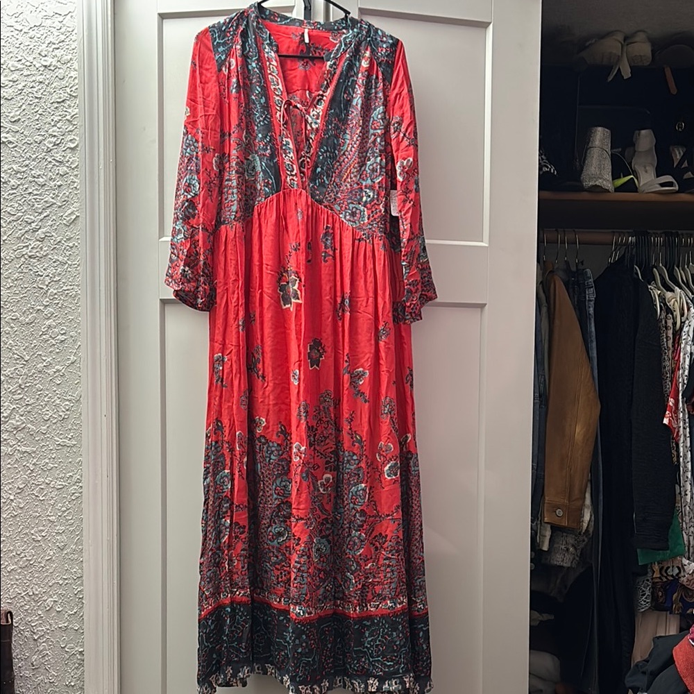 NWT Free People maxi dress with floral print sz XS